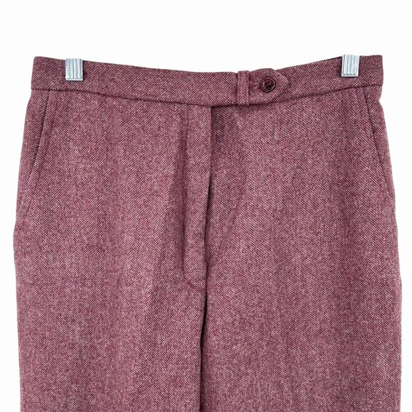 VINTAGE DANIEL FOR SPELLBOUND BURGUNDY TWEED WOOL BLEND HI WAIST PANTS - 12 - Picture 2 of 5